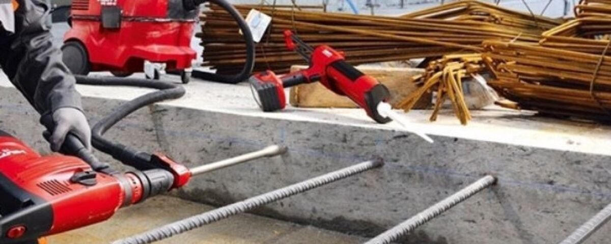 Steel rebar mat laid out for a concrete slab tie-in on a Vancouver job site